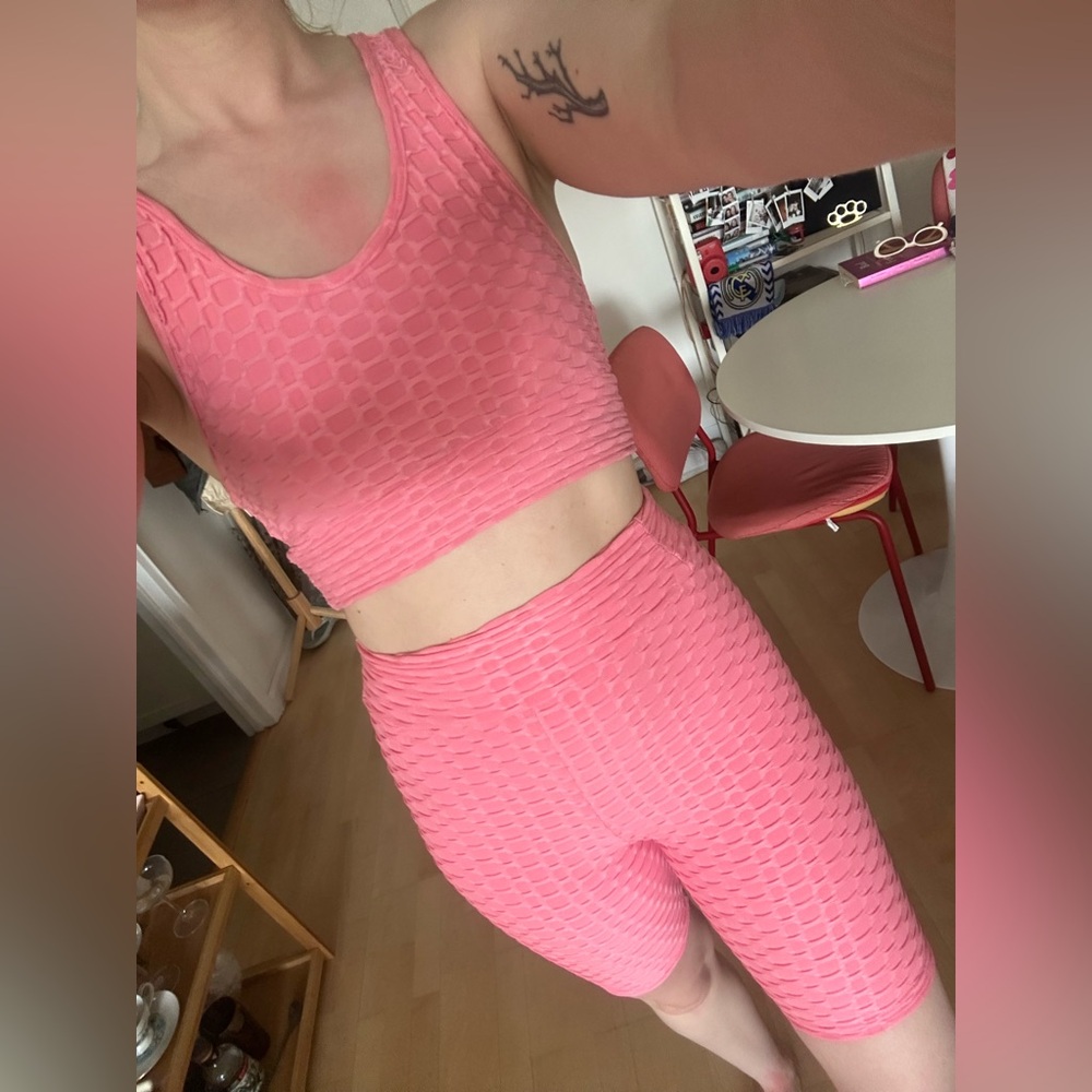 pink two piece athleisure set